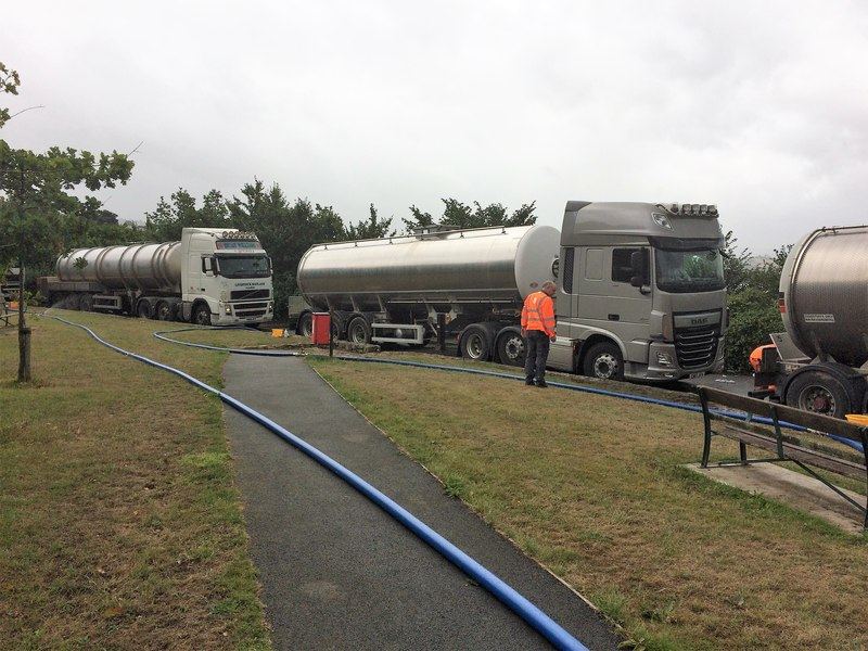 Emergency water trucking during the dry season